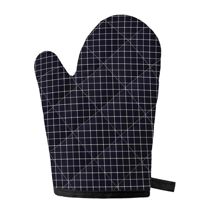 Navy Tattersall Pattern Print Single Oven Mitt