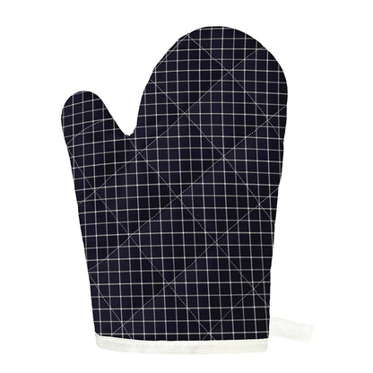 Navy Tattersall Pattern Print Single Oven Mitt