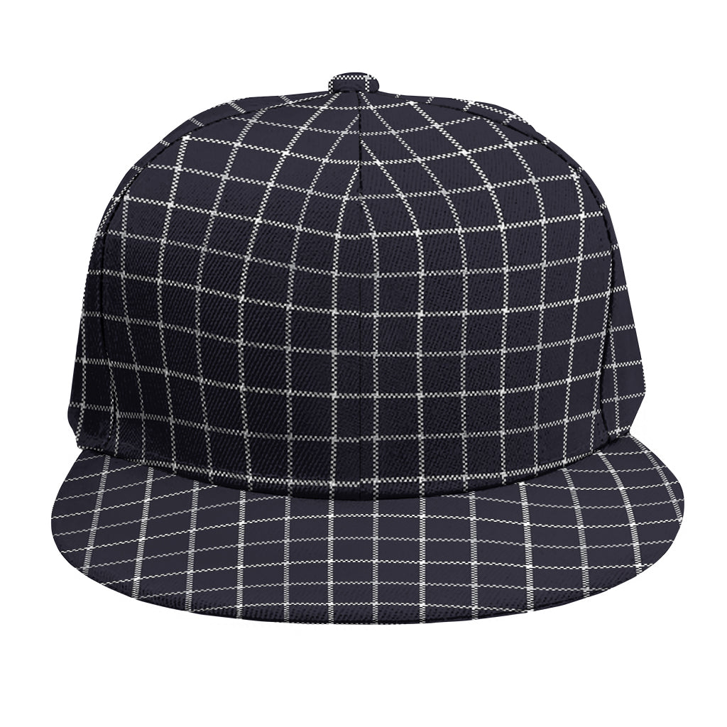 Navy Tattersall Pattern Print Snapback Cap