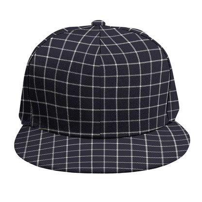 Navy Tattersall Pattern Print Snapback Cap