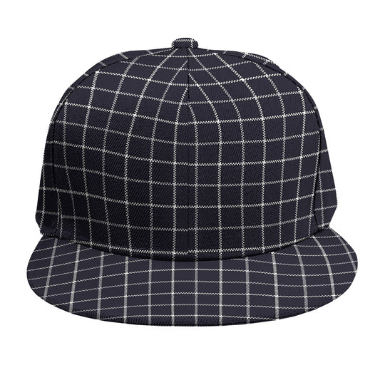 Navy Tattersall Pattern Print Snapback Cap
