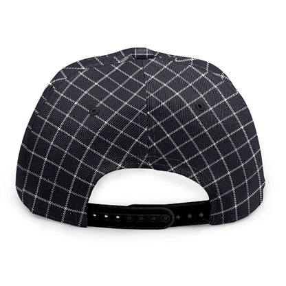Navy Tattersall Pattern Print Snapback Cap