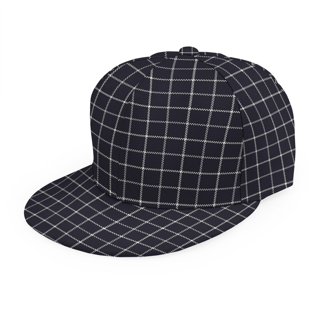 Navy Tattersall Pattern Print Snapback Cap