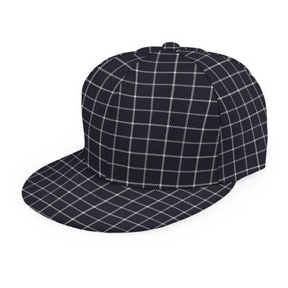 Navy Tattersall Pattern Print Snapback Cap