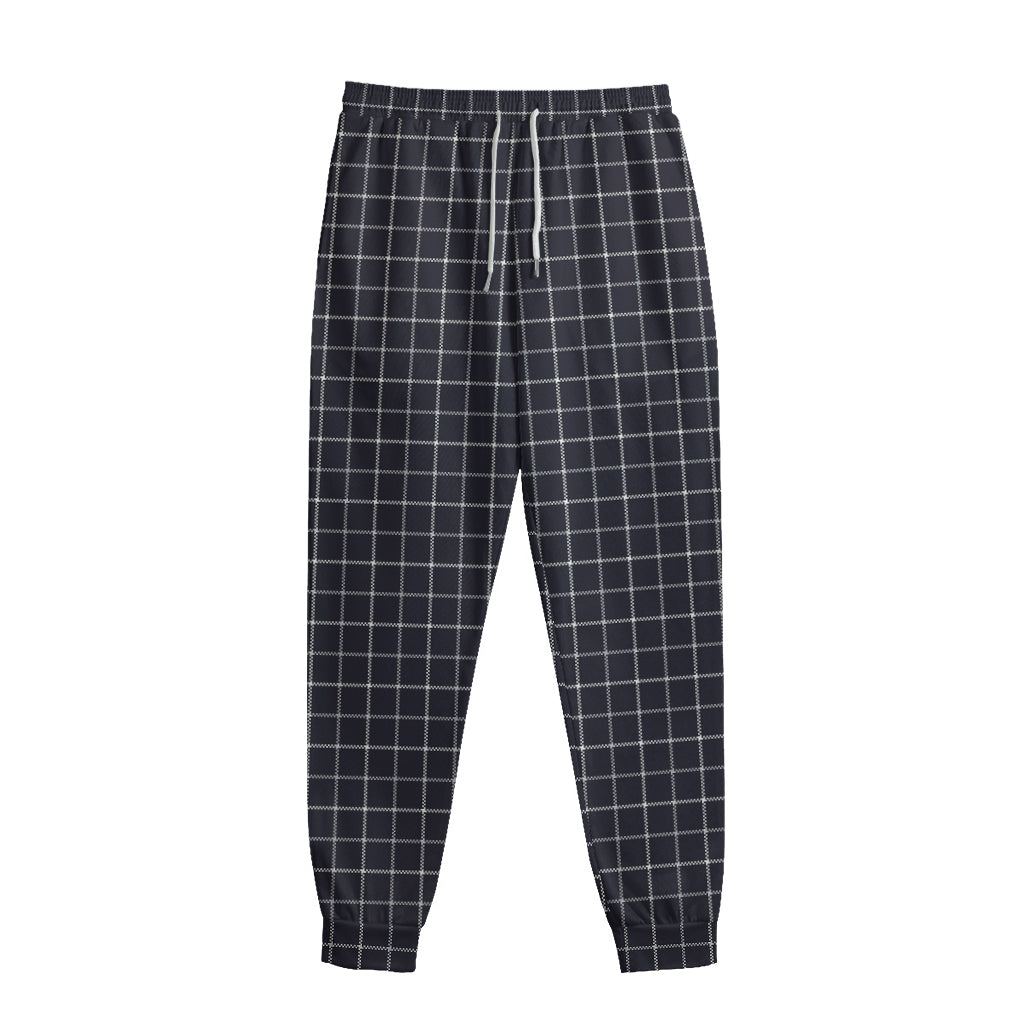 Navy Tattersall Pattern Print Sweatpants