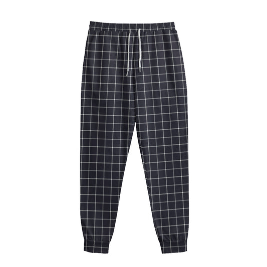 Navy Tattersall Pattern Print Sweatpants