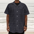 Navy Tattersall Pattern Print Textured Short Sleeve Shirt