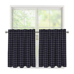 Navy Tattersall Pattern Print Tier Curtains