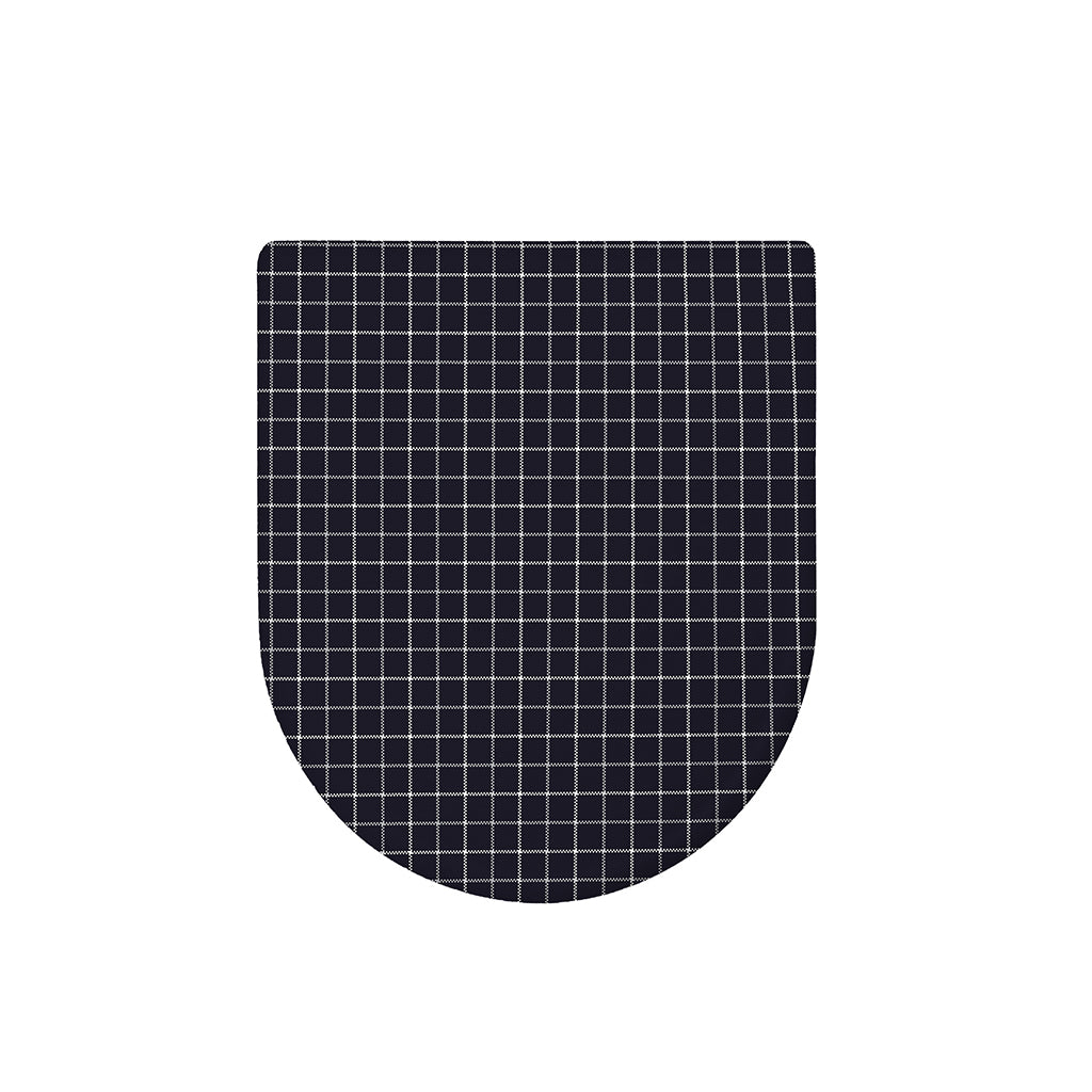 Navy Tattersall Pattern Print Toilet Lid Cover