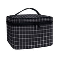 Navy Tattersall Pattern Print Travel Makeup Bag