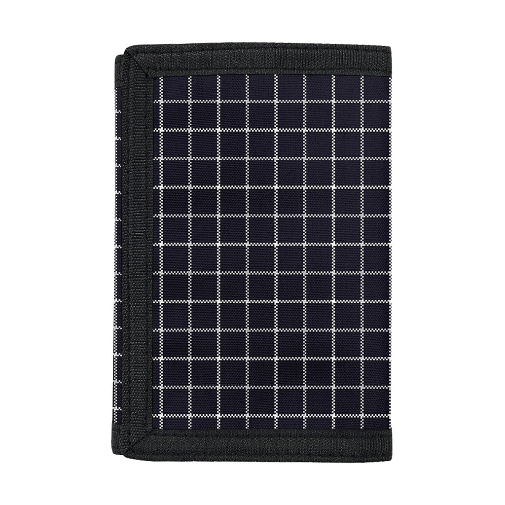 Navy Tattersall Pattern Print Trifold Wallet
