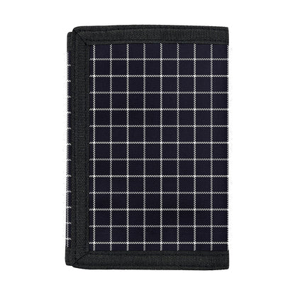 Navy Tattersall Pattern Print Trifold Wallet