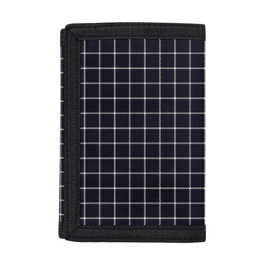 Navy Tattersall Pattern Print Trifold Wallet