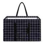 Navy Tattersall Pattern Print Utility Tote Bag