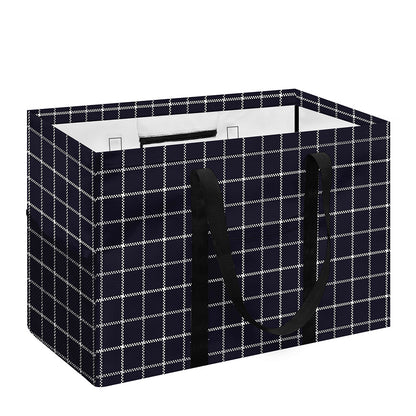 Navy Tattersall Pattern Print Utility Tote Bag