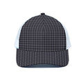 Navy Tattersall Pattern Print White Mesh Trucker Hat