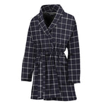 Navy Tattersall Pattern Print Women's Bathrobe
