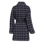 Navy Tattersall Pattern Print Women's Bathrobe