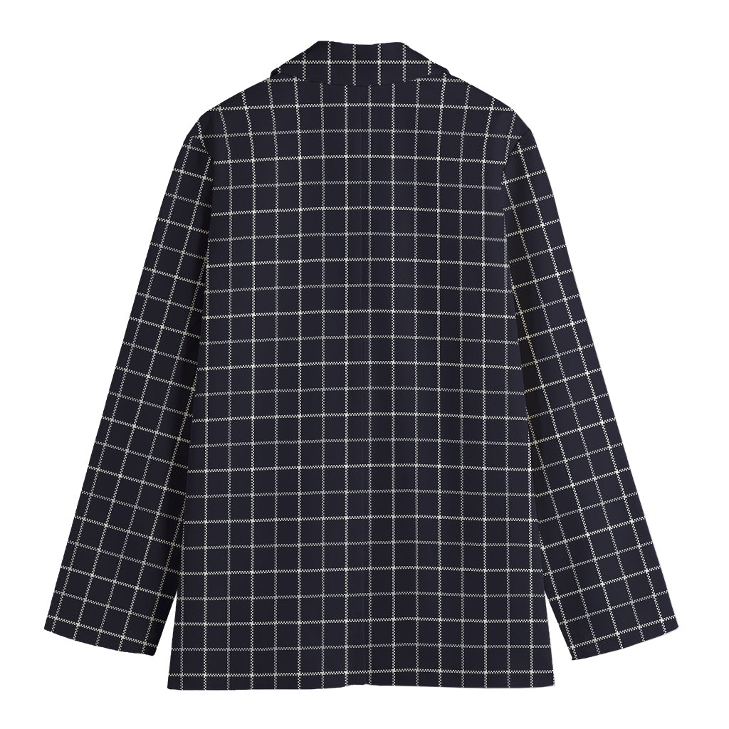 Navy Tattersall Pattern Print Women's Blazer