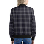 Navy Tattersall Pattern Print Women's Bomber Jacket