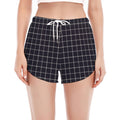 Navy Tattersall Pattern Print Women's Split Running Shorts