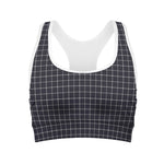 Navy Tattersall Pattern Print Women's Sports Bra