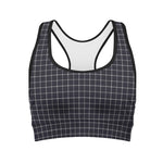 Navy Tattersall Pattern Print Women's Sports Bra