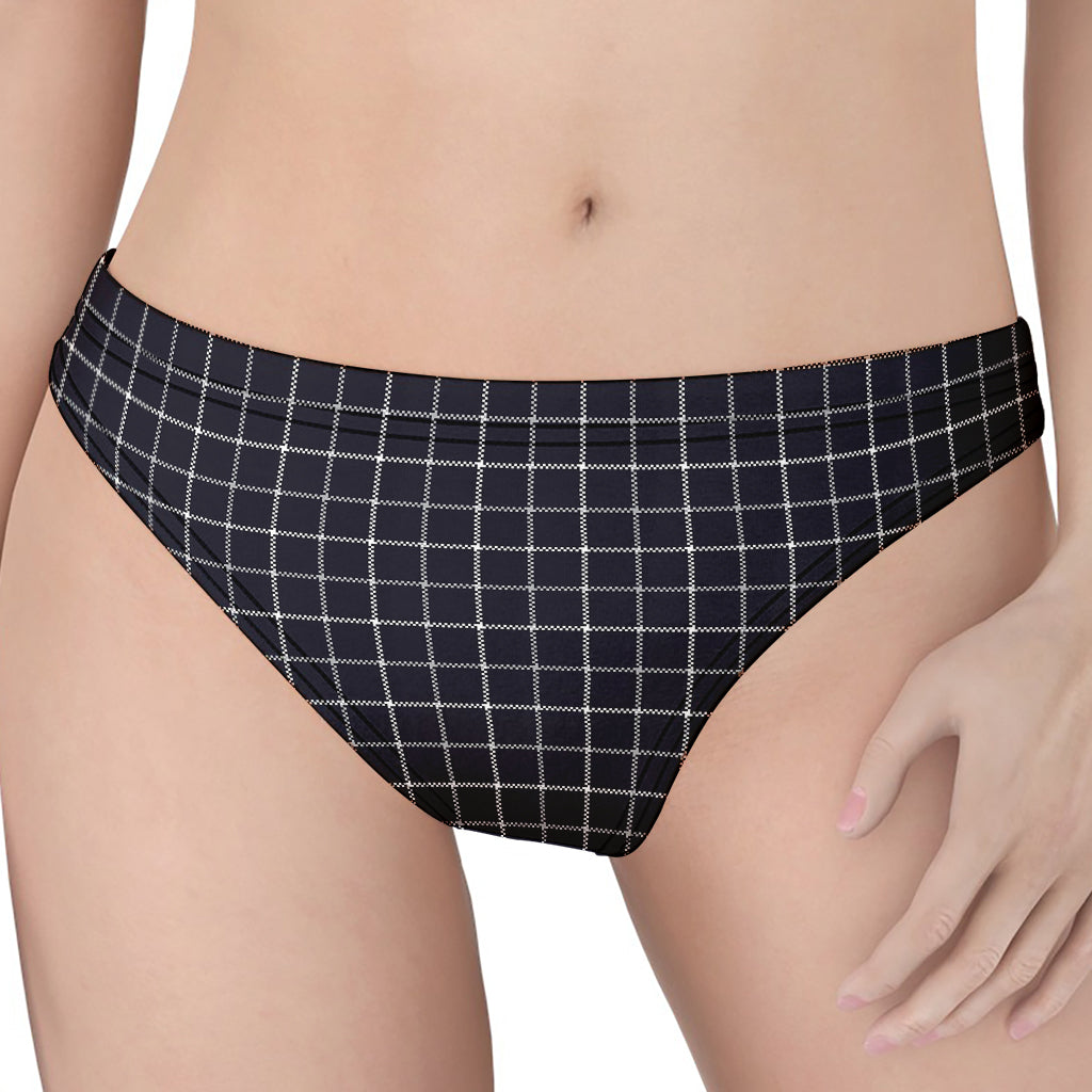 Navy Tattersall Pattern Print Women's Thong