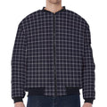 Navy Tattersall Pattern Print Zip Sleeve Bomber Jacket