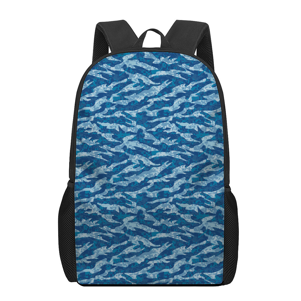 Navy Tiger Stripe Camo Pattern Print 17 Inch Backpack