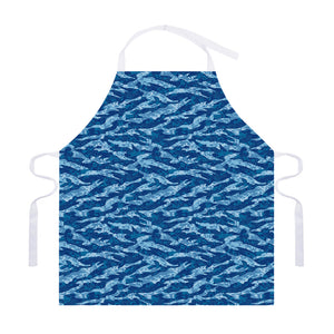 Navy Tiger Stripe Camo Pattern Print Adjustable Apron