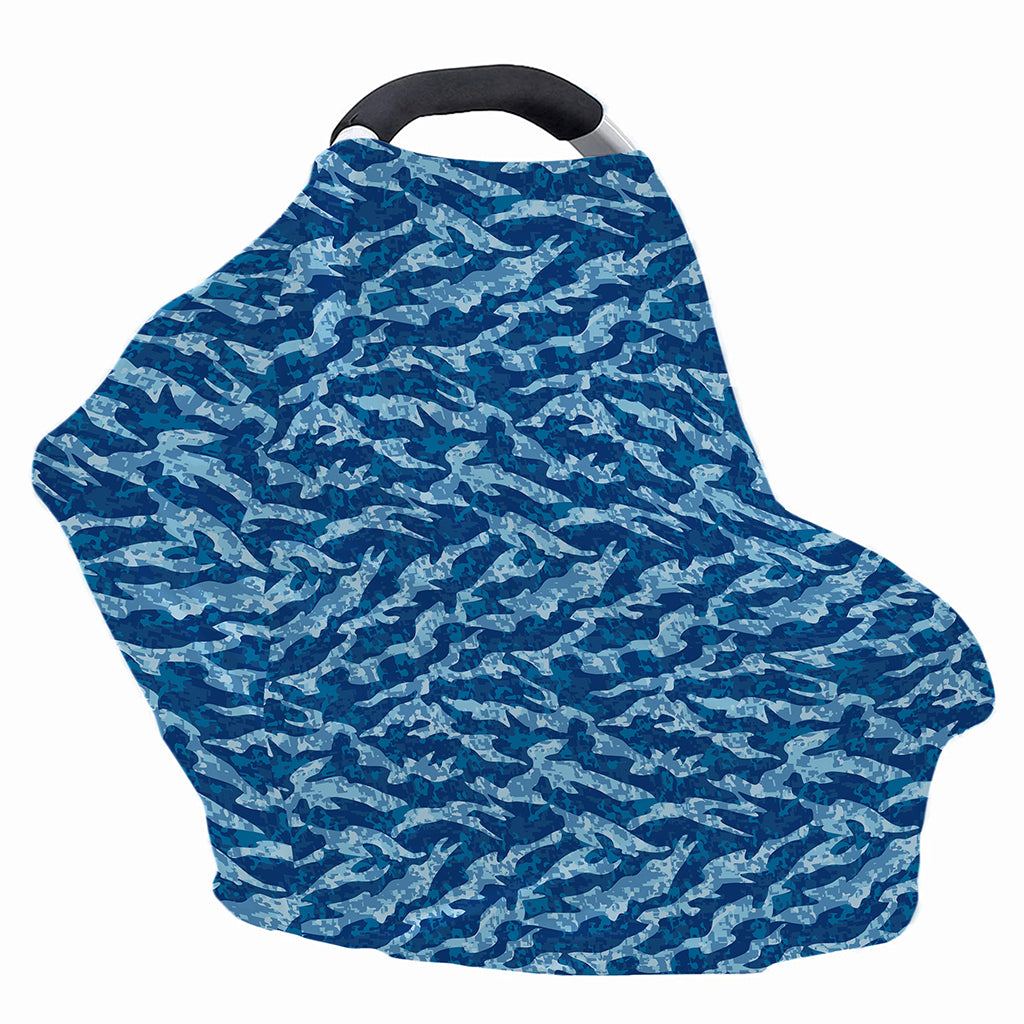 Navy Tiger Stripe Camo Pattern Print Baby Seat Cover