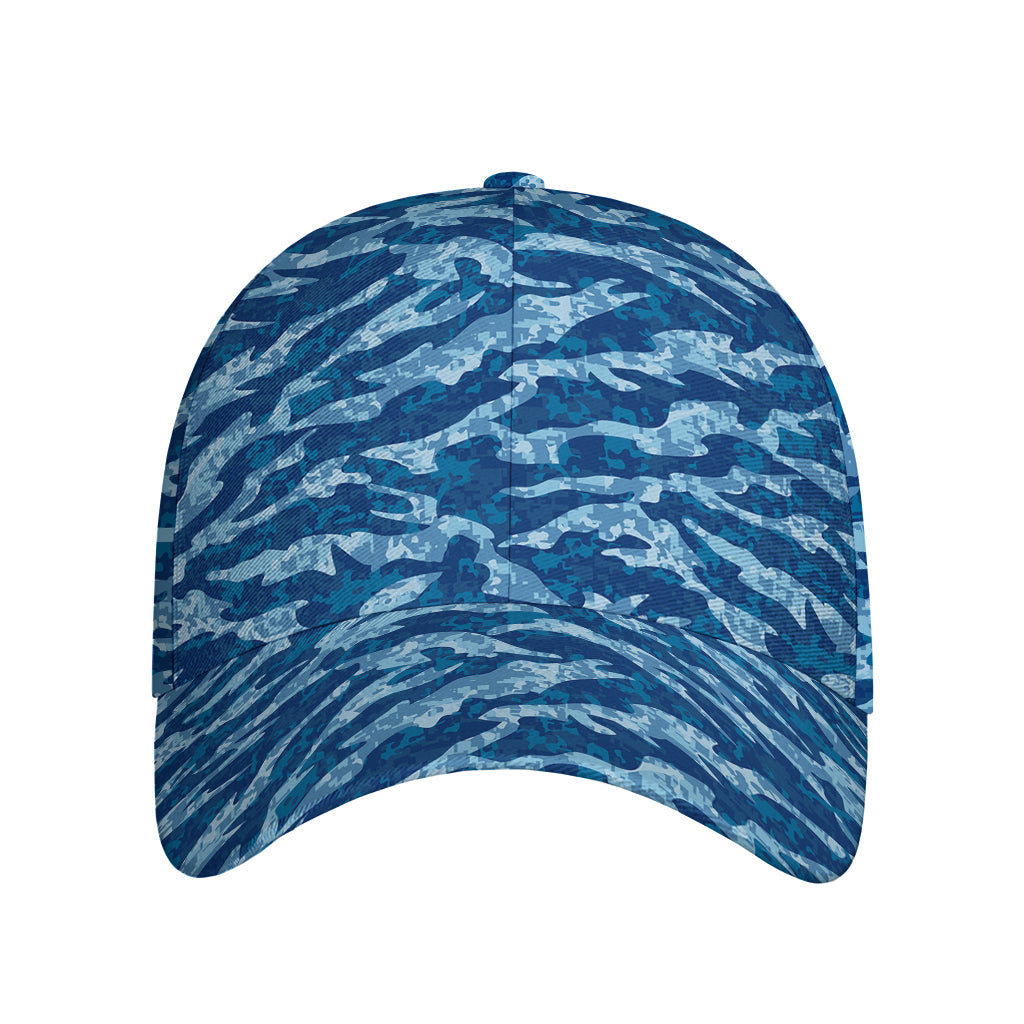 Navy Tiger Stripe Camo Pattern Print Baseball Cap