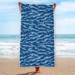 Navy Tiger Stripe Camo Pattern Print Beach Towel
