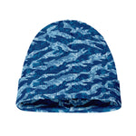 Navy Tiger Stripe Camo Pattern Print Beanie