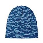 Navy Tiger Stripe Camo Pattern Print Beanie