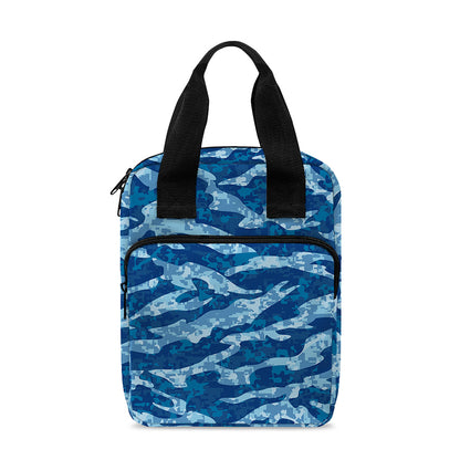 Navy Tiger Stripe Camo Pattern Print Bible Tote Bag