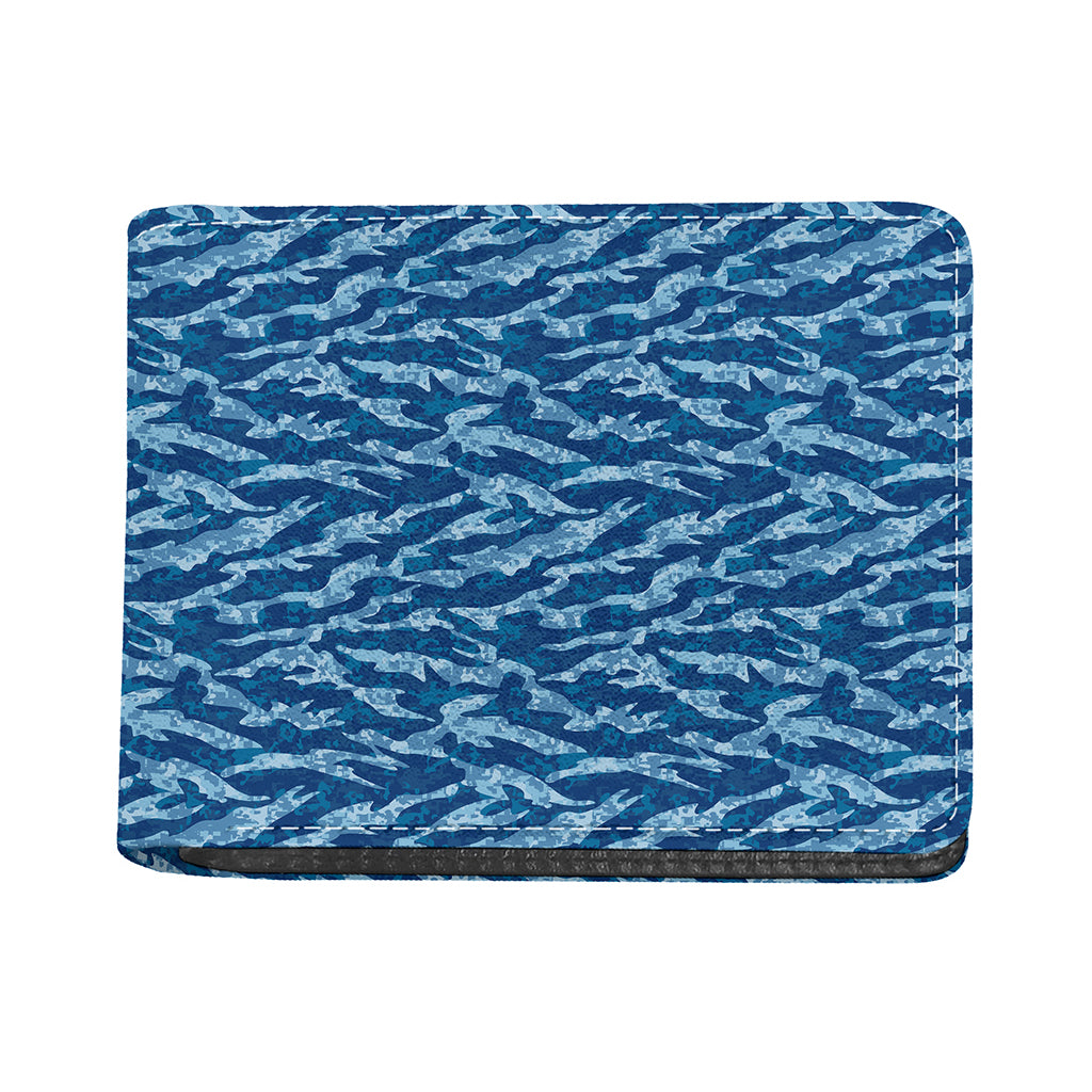 Navy Tiger Stripe Camo Pattern Print Bifold Wallet