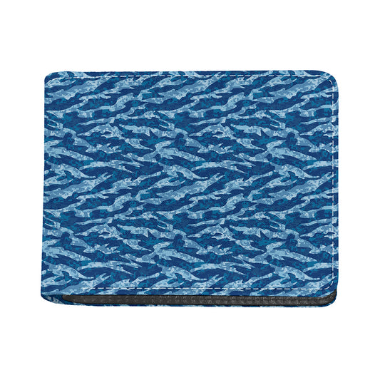 Navy Tiger Stripe Camo Pattern Print Bifold Wallet