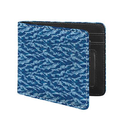 Navy Tiger Stripe Camo Pattern Print Bifold Wallet