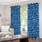 Navy Tiger Stripe Camo Pattern Print Blackout Grommet Curtains