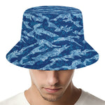 Navy Tiger Stripe Camo Pattern Print Bucket Hat