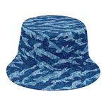 Navy Tiger Stripe Camo Pattern Print Bucket Hat
