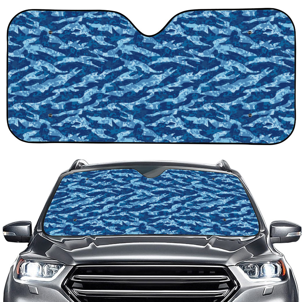 Navy Tiger Stripe Camo Pattern Print Car Windshield Sun Shade