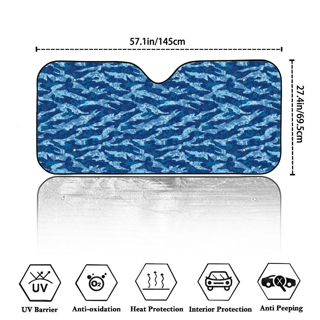Navy Tiger Stripe Camo Pattern Print Car Windshield Sun Shade
