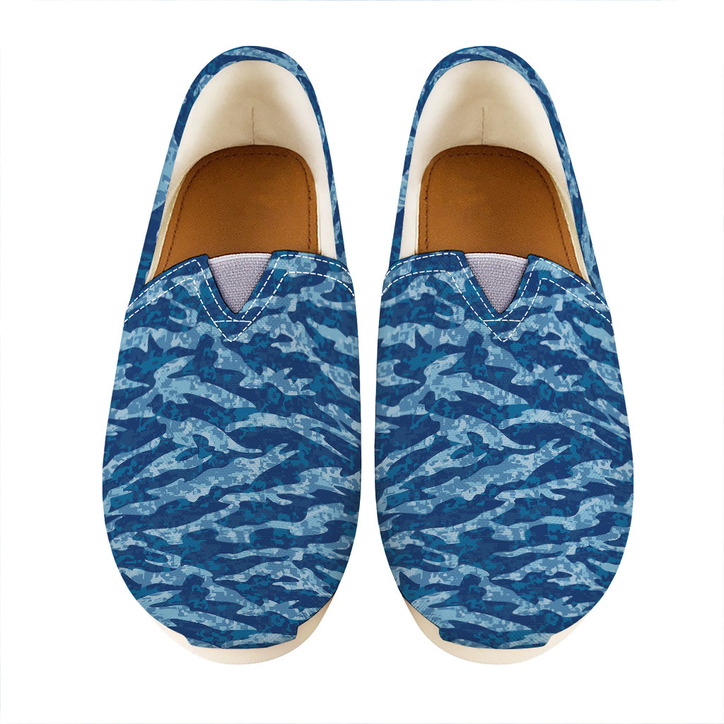 Navy Tiger Stripe Camo Pattern Print Casual Shoes