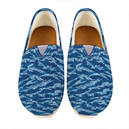 Navy Tiger Stripe Camo Pattern Print Casual Shoes