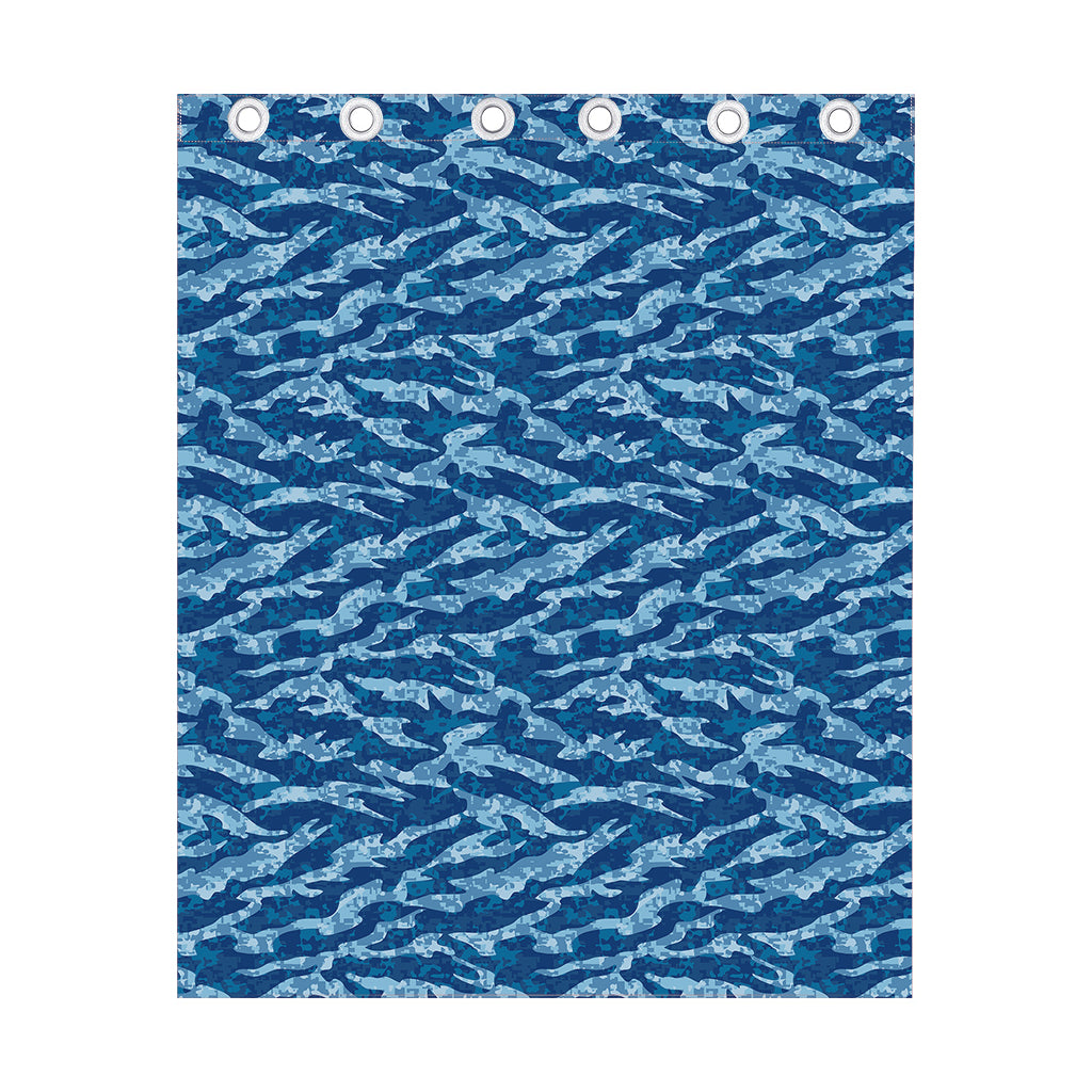 Navy Tiger Stripe Camo Pattern Print Curtain