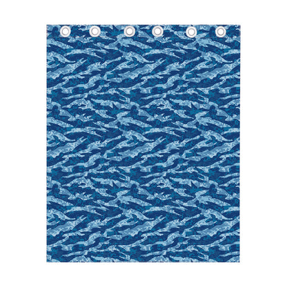 Navy Tiger Stripe Camo Pattern Print Curtain
