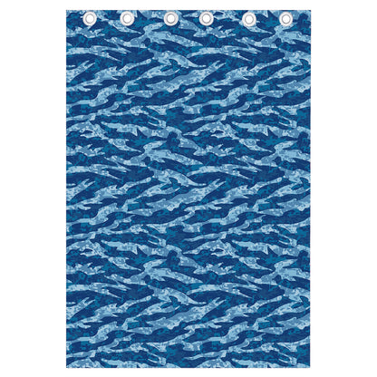 Navy Tiger Stripe Camo Pattern Print Curtain